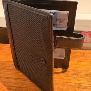 TUMI Black Leather & Ballistic Nylon Travel Organizer Wallet